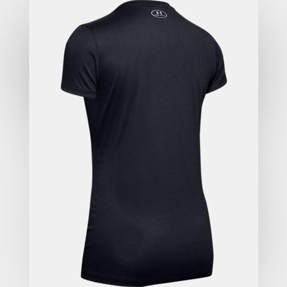 Women’s Under Armour UA L UA Tech Semi Fitted Black V Neck 10 12 Large - Picture 15 of 15